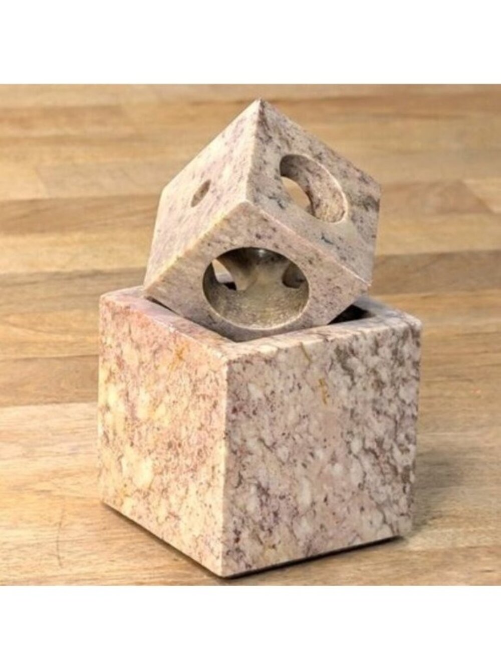 Vintage MCM Stone Cube Candle Holders